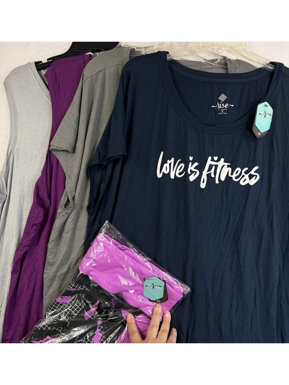 Rise By Lularoe 3X Tops Leggings Workout Gray Sleeveless Short Sleeve Lot New